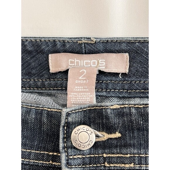 Chicos Womens sz 2 US 12 Short Blue Jeans Denim Bootcut Zip Closure *a - Picture 2 of 7